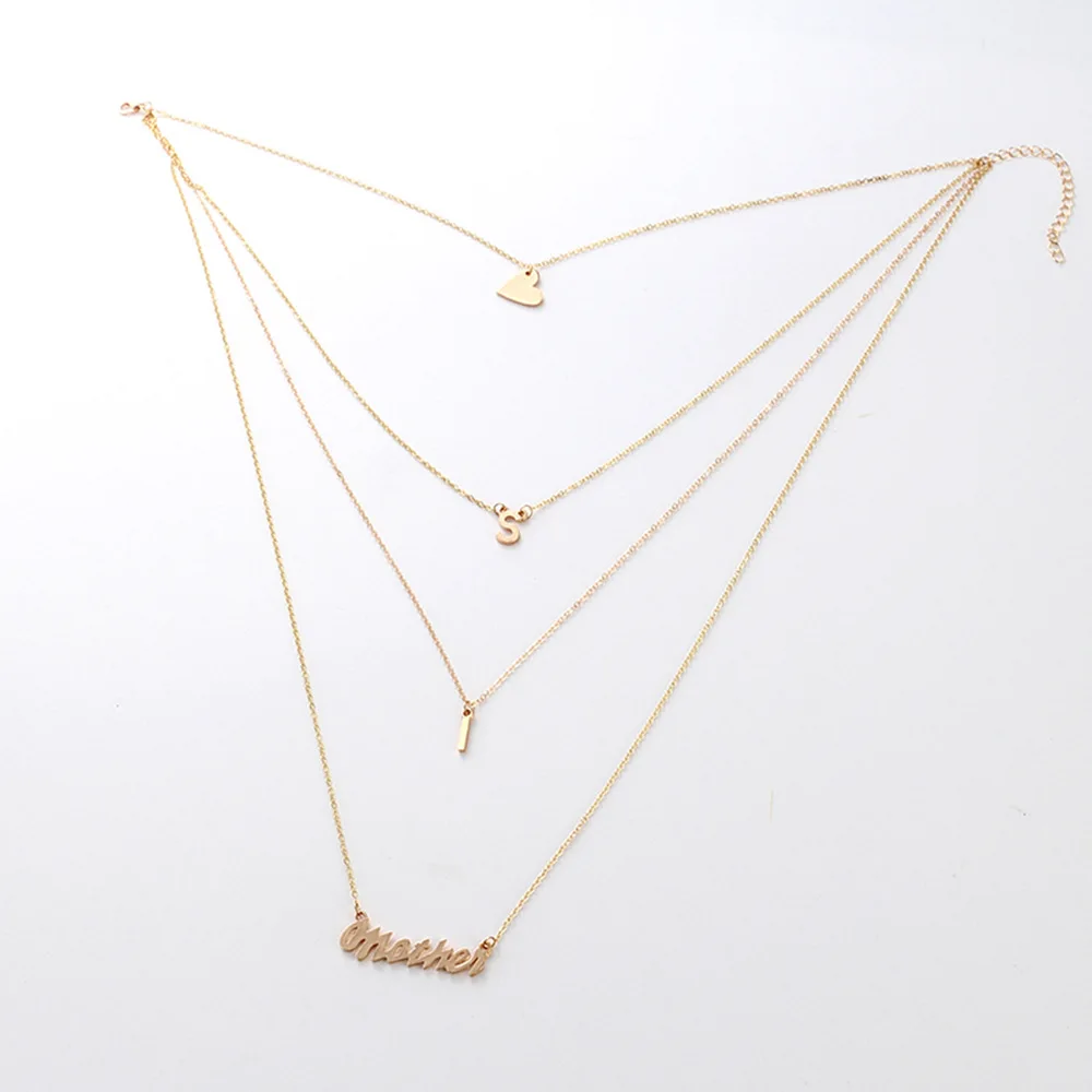 2018 New Bright Piece Multi-layer Small Ornament Pendant Simple and 100 Build Love Female Necklace | Украшения и аксессуары