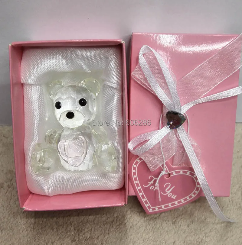 Бесплатная доставка 60 шт./лот Кристальный мишка в розовой подарочной коробке с