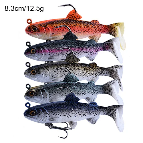 Multi 8.3cm 12.5g Goture 5 шт./лот, Мягкая приманка для ловли рыбы, 12,5 г, 8,3 см, воблеры для рыбалки, Реалистичная форель, силиконовая приманка - Цвет: Multi 8.3cm 12.5g