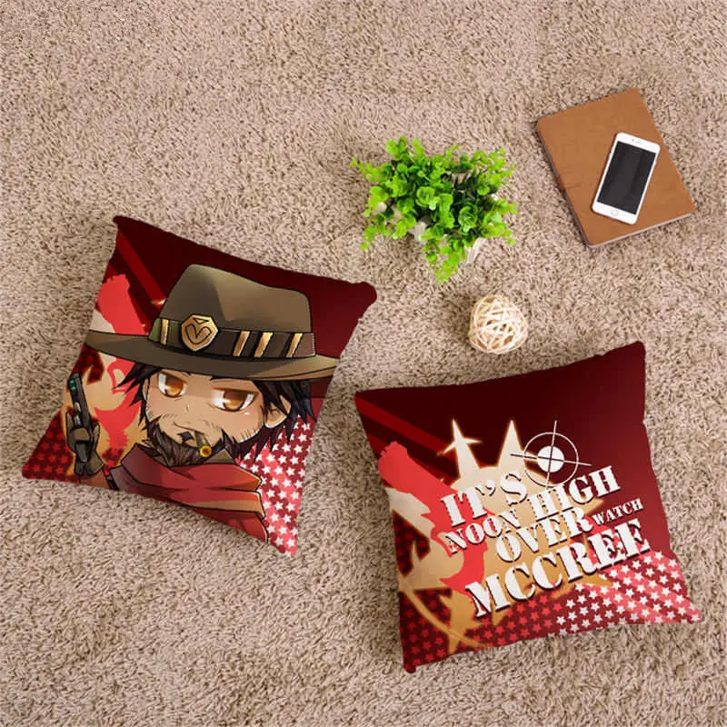 Mccree Amellor 40*40 см, новинка, подушка для наездника, OW Dva Mercy Mei Reaper Genji Hanzo Tracer, аниме Solf, автомобильные наволочки, подарки - Цвет: Mccree