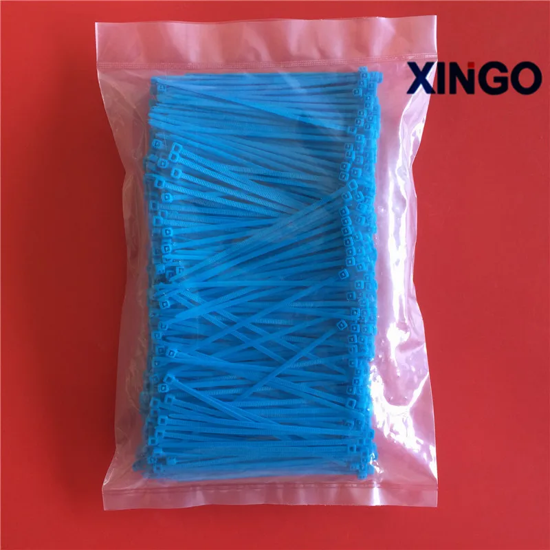 Синий Xingo 100 мм самоблокирующиеся Нейлоновые кабельные стяжки 1000 шт цветная пластмассовая застежка-молния 18 фунтов UL RoHS SGS одобрено - Цвет: Синий