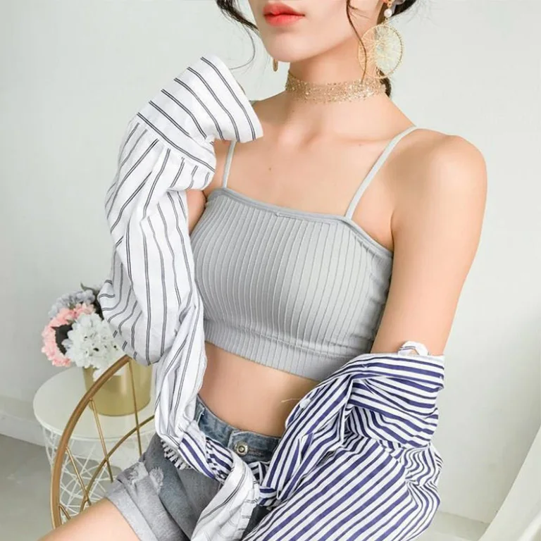 Топ женский на бретелях-спагетти укороченный бюстгальтер без рукавов