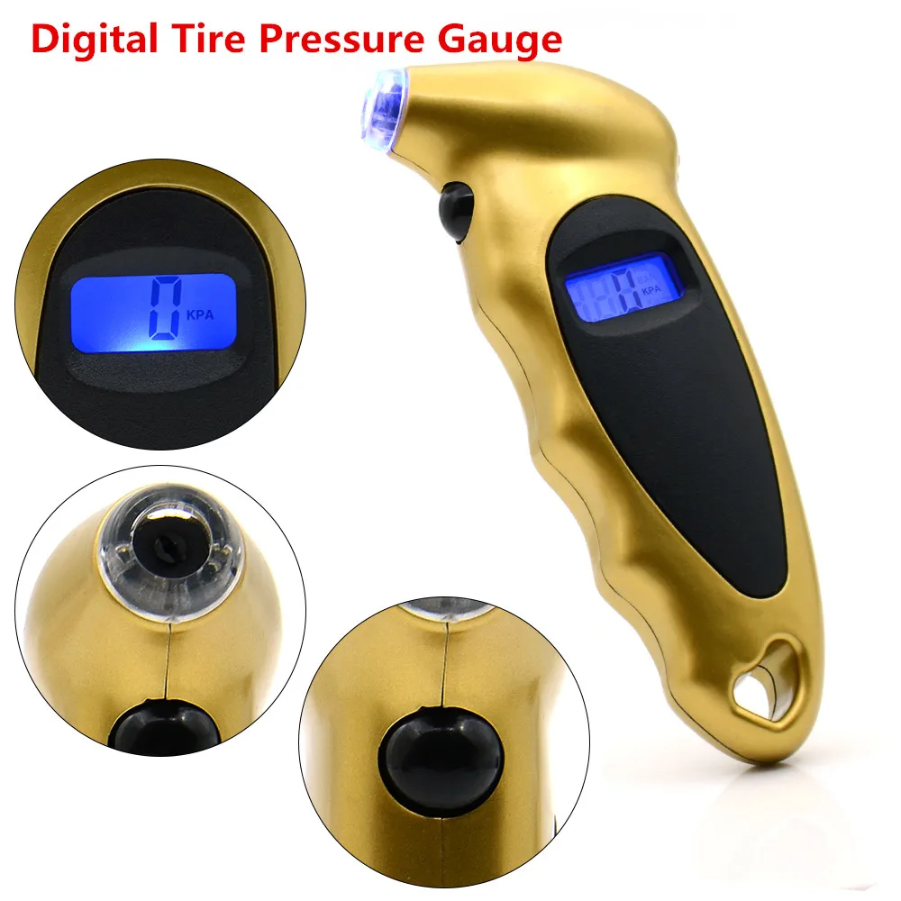 gold gauge Цифровой измеритель давления в шинах велосипедный велосипед автомобильный инструмент диагностики шин 0-150 PSI Подсветка ЖК-дисплей датчик давления воздуха тестер - Цвет: gold gauge