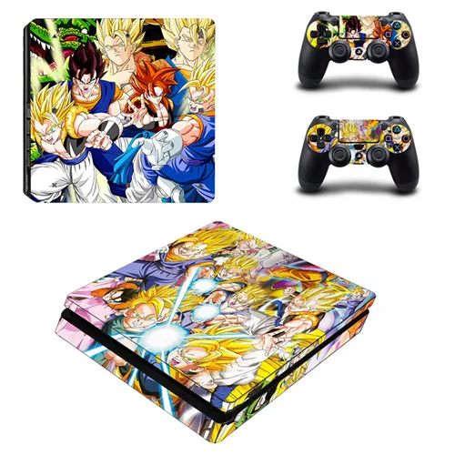 Аниме Dragon Ball Z Goku PS4 тонкая наклейка для sony playstation 4 консоли и 2 контроллера кожи PS4 тонкая виниловая наклейка - Цвет: YSP4S-0320