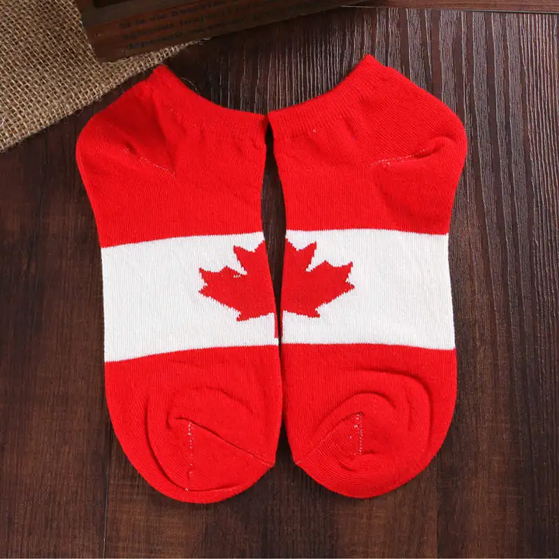 Canada Flag Распродажа; 1 пара детских носков для мальчиков; носки-башмачки; нескользящие хлопковые носки в полоску с цветным флагом для женщин - Цвет: Canada Flag