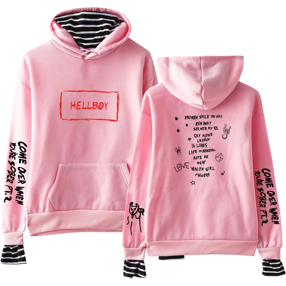 Свитшоты Lil Peep поддельные две части толстовки Осенние мужские/женские свитшоты на заказ Harajuku подходящие толстовки для пар