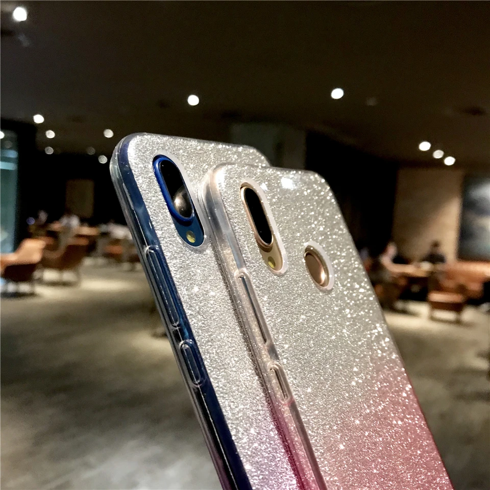 Блеск силиконовая в цветах радуги чехол для huawei P20 Lite P10 Коврики 20 10 9 8 Honor 7X 6X 6A iphone X