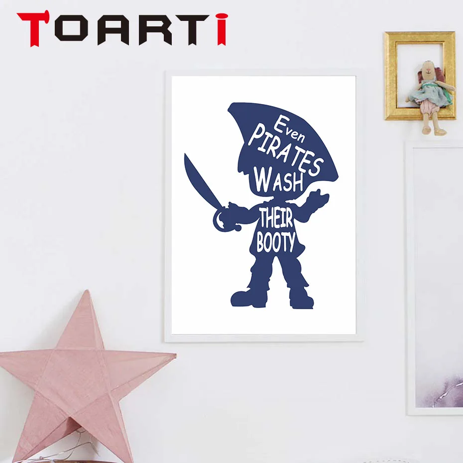 Nautical Bathroom Quotes wall art canvas painting Nordic Posters Prints Jack and Jill Bath Wall Pictures For toilet decor | Дом и сад