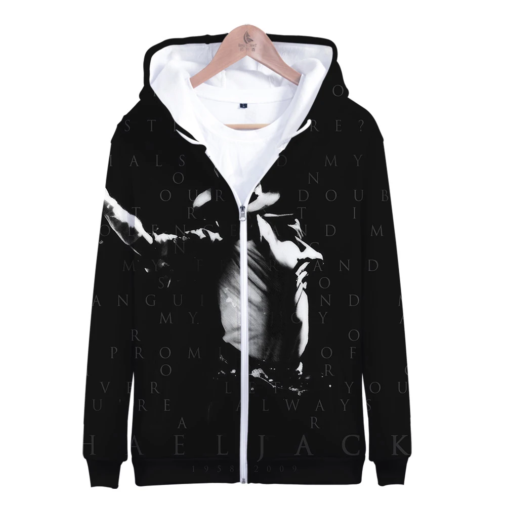

10th anniversary day commemoration Michael Jackson 3D Zipper hooded sweatshirt Men/Women Hip hop Casual Zipper clothes