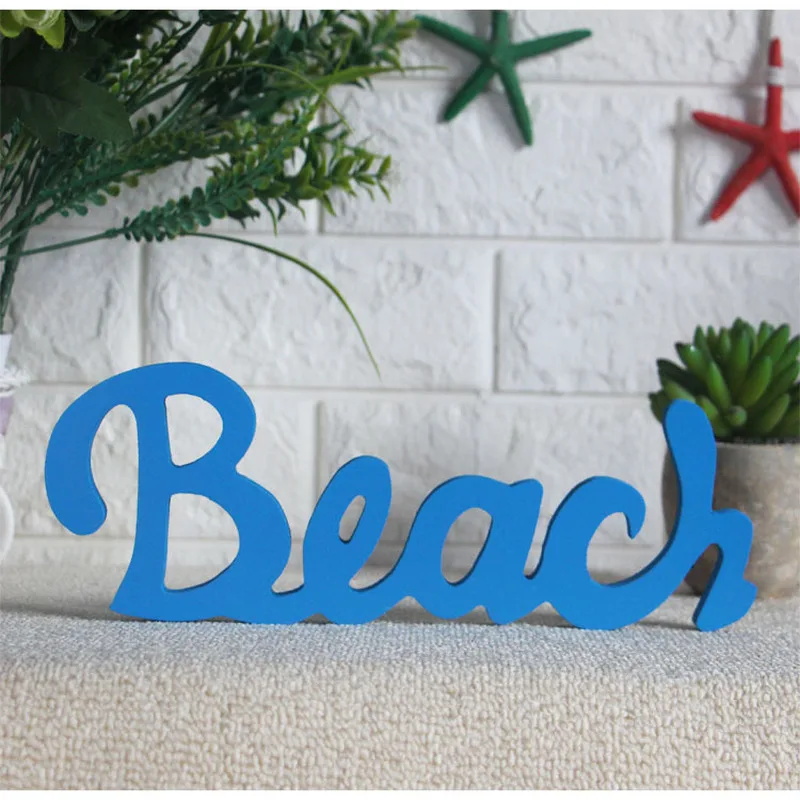 

Beach Relax Welcome Wood Sign, Mediterranean Home Party Decorative Wood Sign, Standing Cutout Word Decor Wall Art