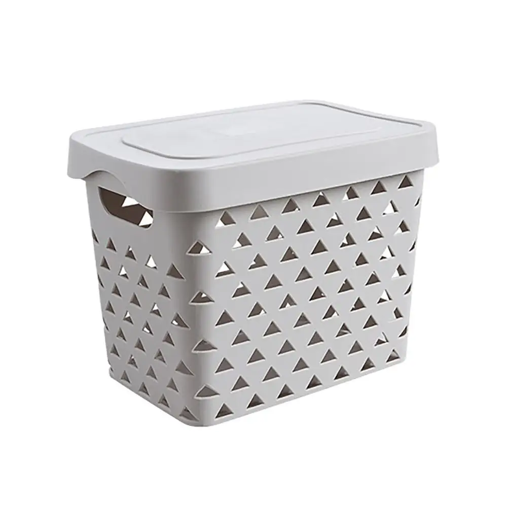L with lid Пластиковая корзина для хранения Снэк косметическая коробка для хранения с крышкой контейнер для хранения настольный органайзер Коробка органайзер для ванной комнаты - Цвет: L with lid