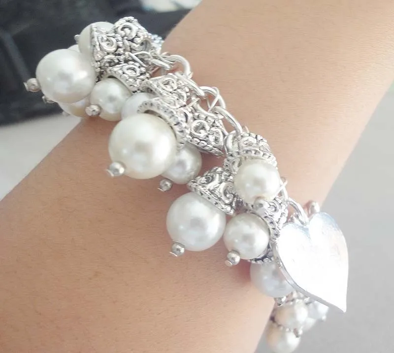 Белый Кремовый перламутровый браслет Очаровательная ссылка|mother of pearl bracelet|mother