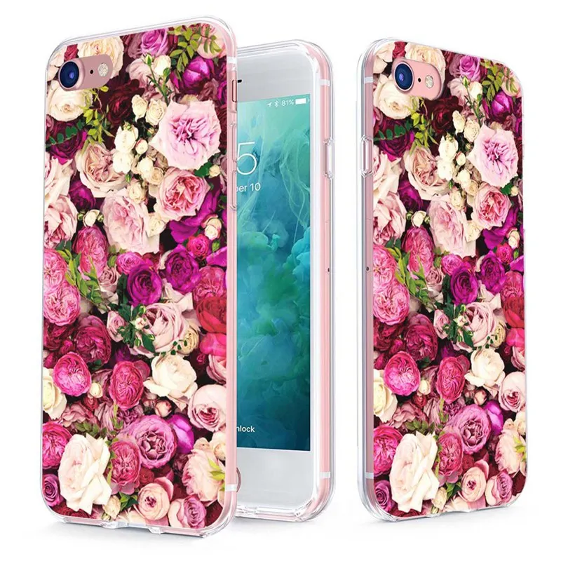 MLCRIYG мягкий чехол для телефона iPhone 6 6S Plus 7 7Plus 8Plus X 10 TPU цветной цветочный узор Fundas