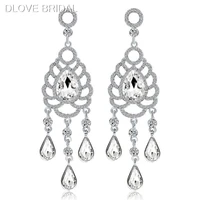 ethnic water drop crystal tassels earrings long tasse bridal wedding party jewelry accessory for women