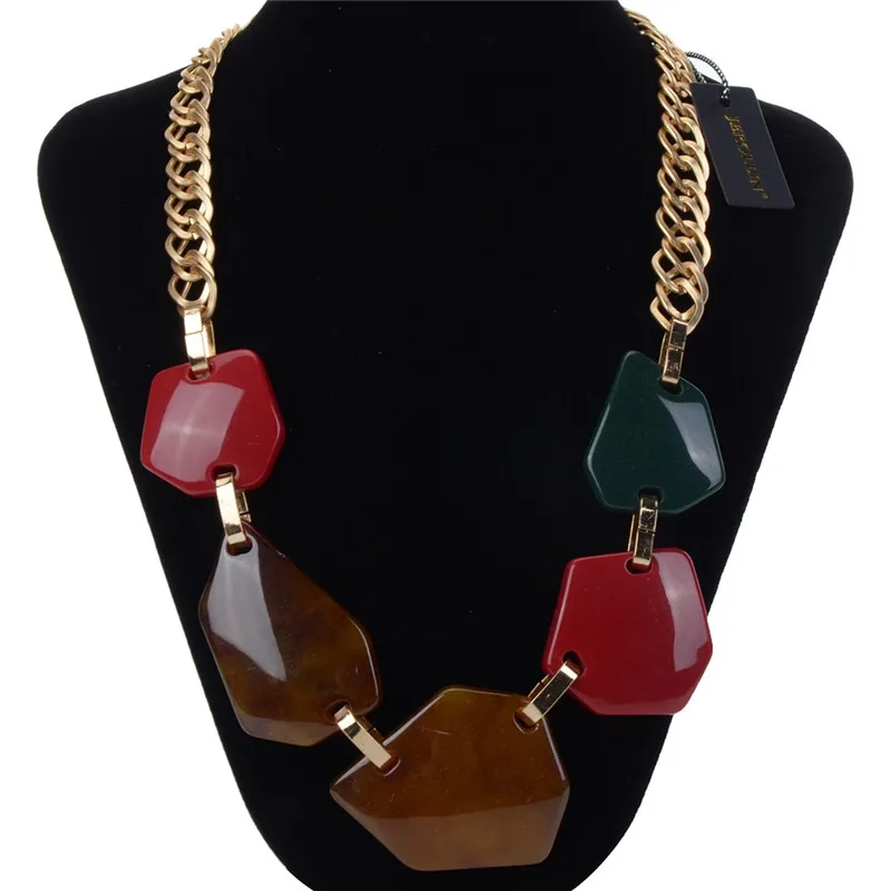JEROLLI Maxi Statement Long Beads Necklaces Collier Fashion Spring Acrylic Geometric Pendant Collar Necklace for Women | Украшения и