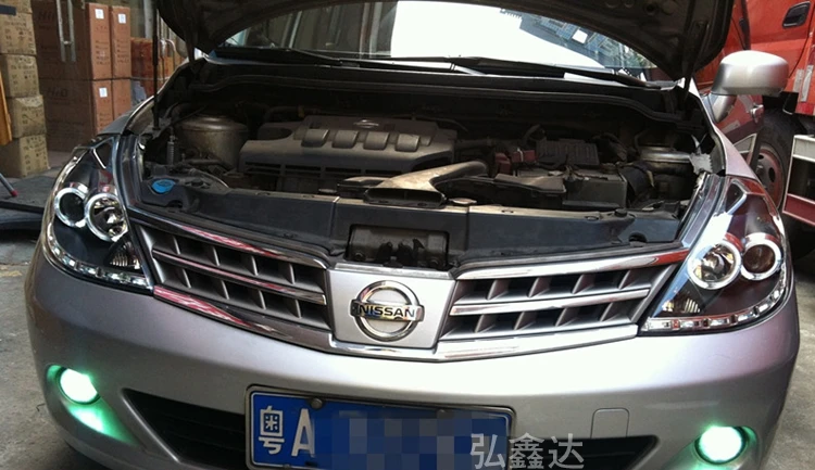 Высококачественный чехол для автомобиля для Nissan Tiida фары 2008-2010 Tiida фары светодиодный DRL Объектив двойной луч HID