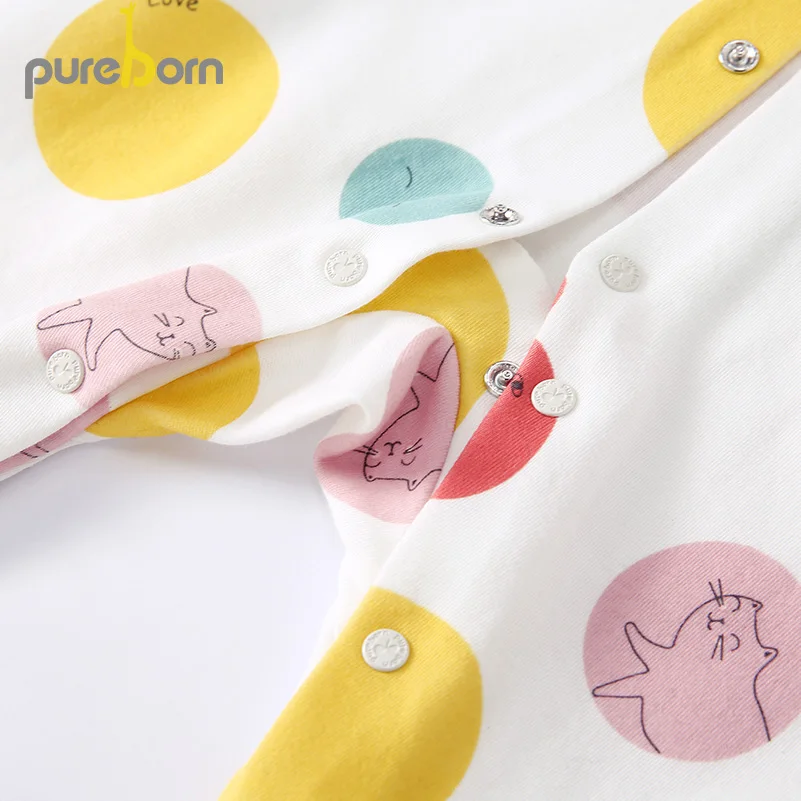 Pureborn/комбинезон для новорожденных мальчиков и девочек хлопковая одежда с