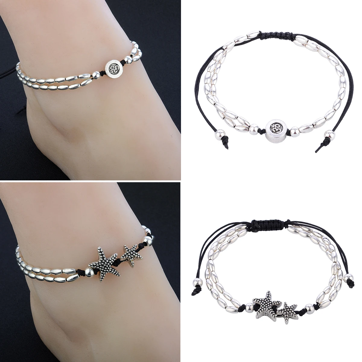 Летние бусины подвеска ножная цепочка браслет на лодыжку морскую звезду женский