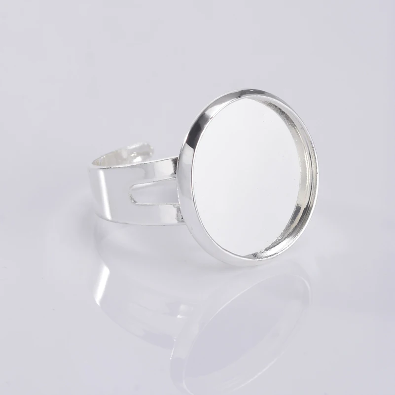 16 мм круглая подкладка посеребренное регулируемое кольцо заготовки основа