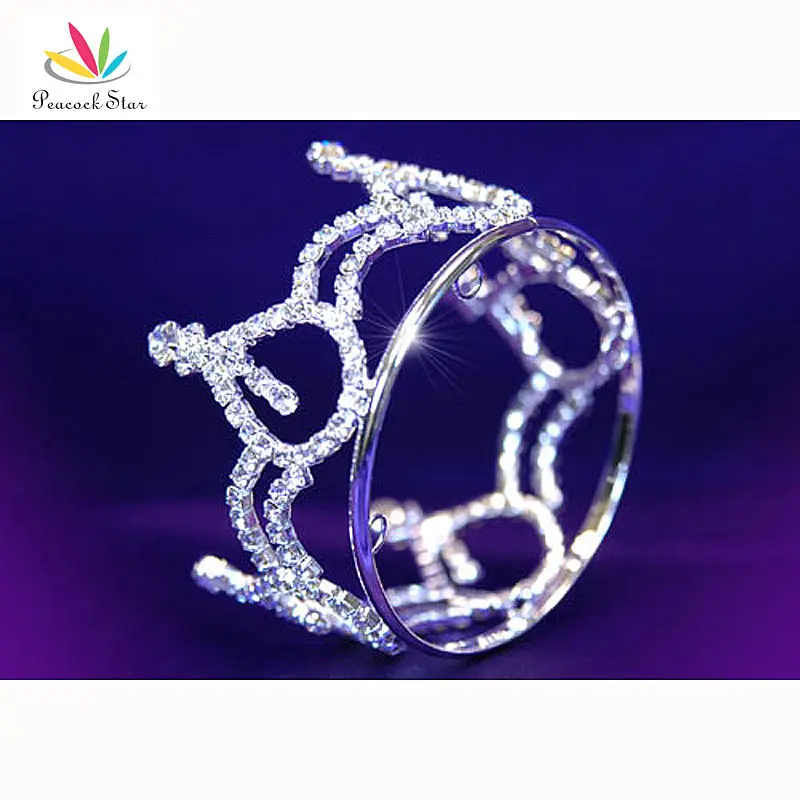 Тиара тиара круглая мини корона с павлином и стразами для маленькой подружки