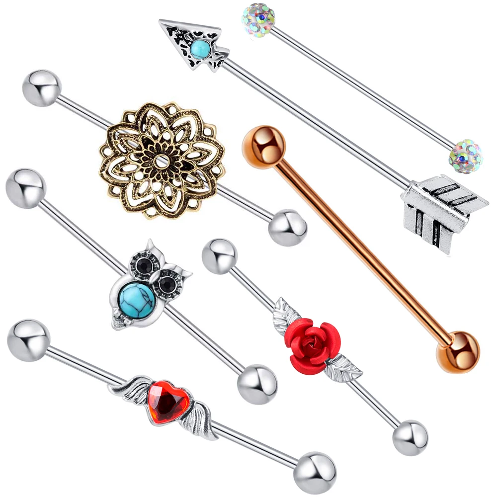 Промышленный пирсинг для сережек 1 шт. промышленные гвозди ушной хрящ Хеликс 14 г