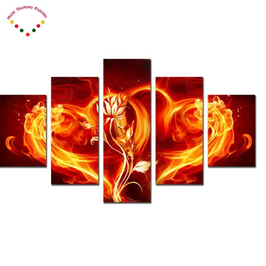 

5d Diy Diamond Painting heart,Square diamond painting Cross Stitch Kit,Diamond Embroidery heart diamond mosaic Needlework 5pcs