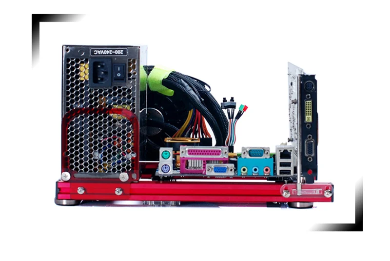 DIY Mini itx/matx/ATX PC Chassis case Aluminum Desktop Open Bare Frame Horizontal Rack game host Box computer mainframe Parts