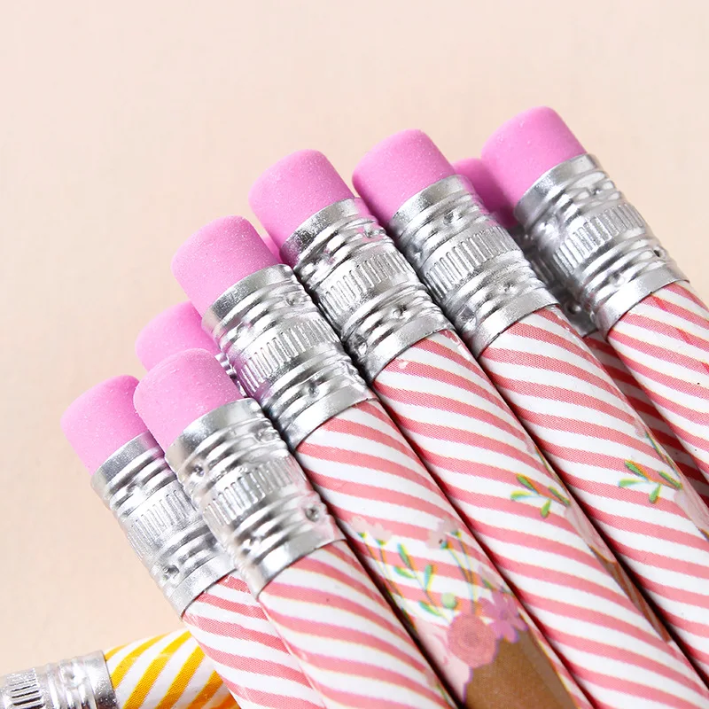 10 шт./компл. белый HB карандаш с рисунком из мультфильма ластиком круглый