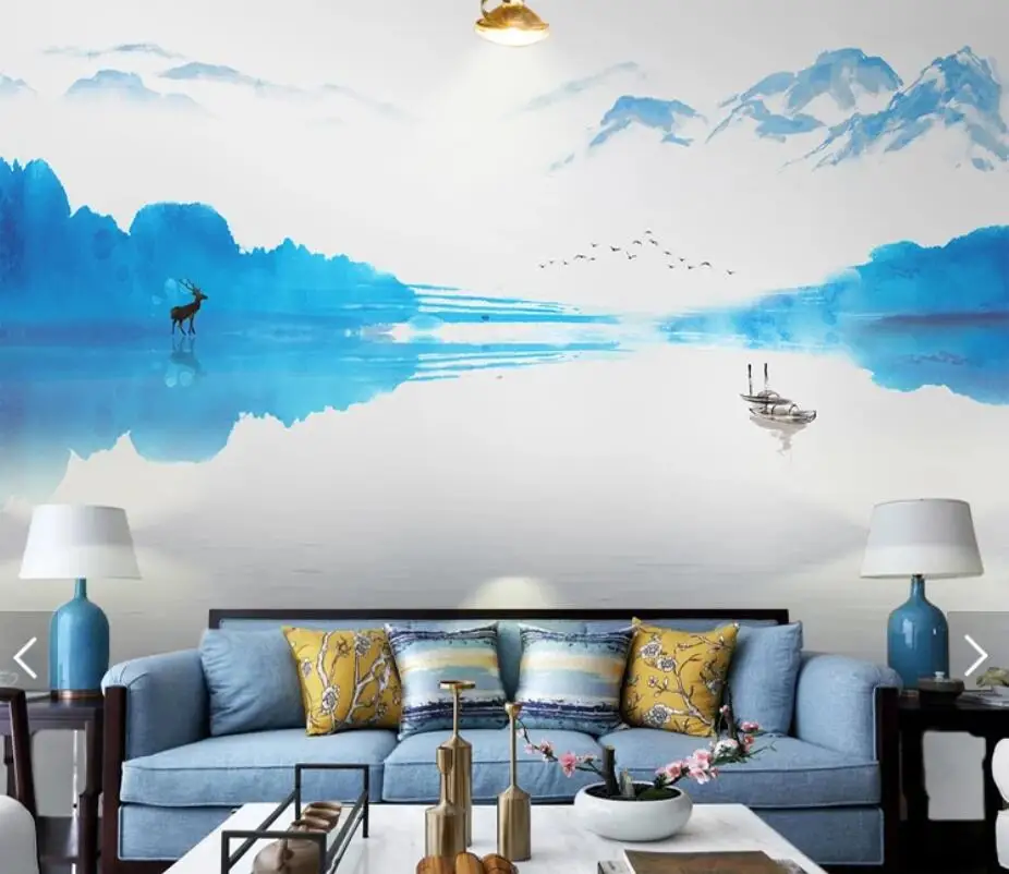 

Mountain Water Forest Wallpaper Mural Wall Papers Roll for Living Room 3D Printed Photo Wallpapers Art Wall Decals Custom