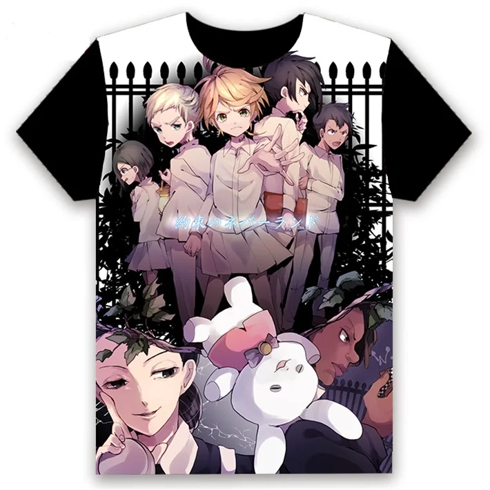 5 Аниме футболка обещанный Yakusoku no Neverland Эмма Рэй Норман косплэй короткий рукав для женщин мужчин черный Футболки повседневное лето - Цвет: 5