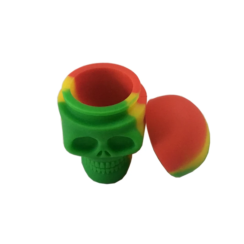 5pcs/lot Silicone Bho Dab Wax Oil Concentrate Container Jar Big Skull 15 ML Free Shipping |