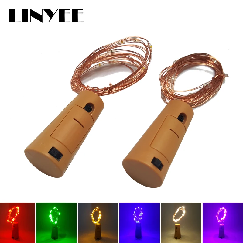 2m 20 LED Медный провод шнура светильник с пробкой для оливкового масла бутылкой Led s