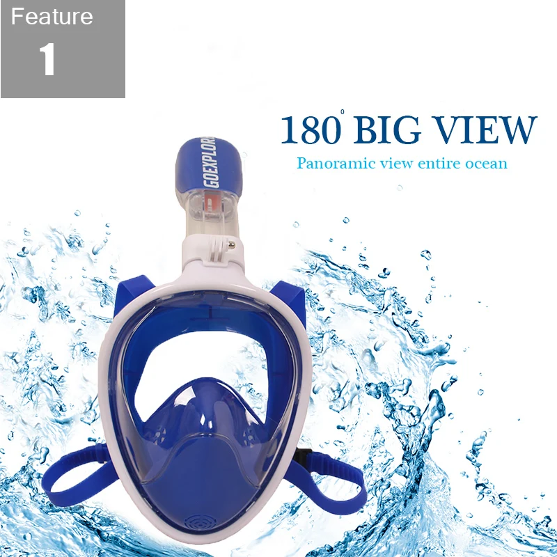 Goexplore маска для подводного плавания на все лицо 180 вид Анти туман против протечек