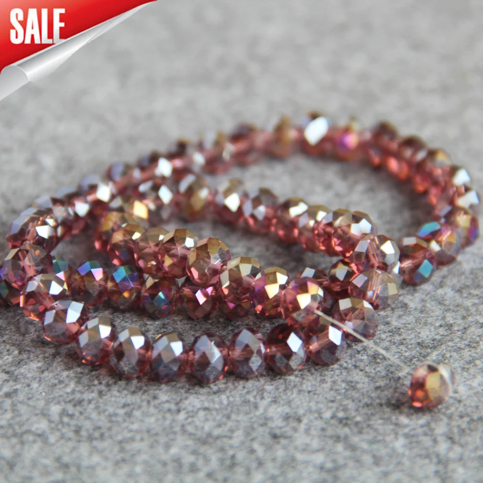 New 6*8mm Faceted Purple AB+ colorful glass Crystal beads stone loose 15inch Hand Made DIY Jewelry making design wholesale | Украшения и