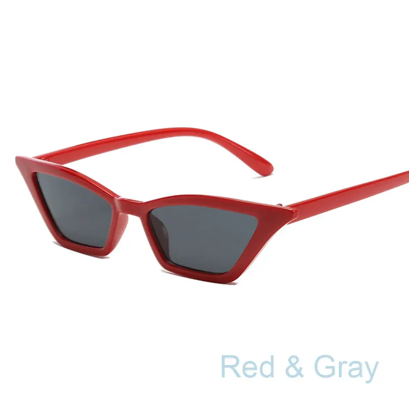 RED GRAY Новые модные сексуальные солнцезащитные очки кошачий глаз, женские маленькие ретро солнечные очки Cateye розового цвета, женские винтажные очки 90 s, очки с защитой от уф400 лучей - Цвет линз: RED GRAY