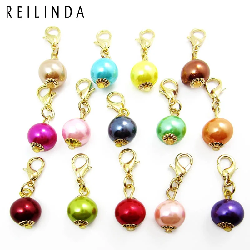 Оптовая продажа 10 шт./лот красочные бусины карабины подвески подходят для