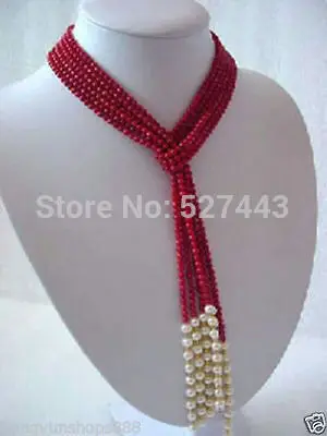 Оптовая продажа 3214 5 мм красивое потрясающее красное Коралловое ожерелье 50&quot|red