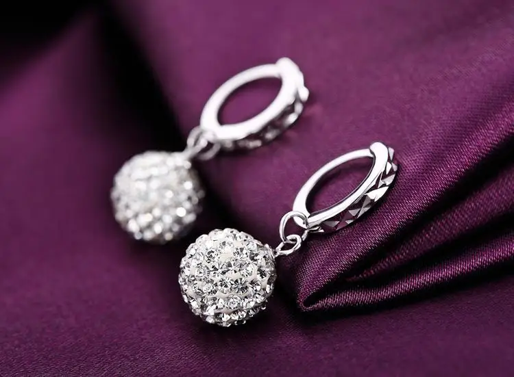 Pinksee серебряные серьги гвоздики Роскошные супер блестящие в виде прозрачных