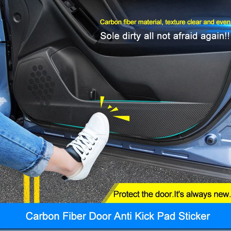 QHCP Carbon Fiber Car Door Side Anti-kick Sticker Film Protection For Subaru Forester Legacy Outback XV 2013-2021 4Pcs Accessory