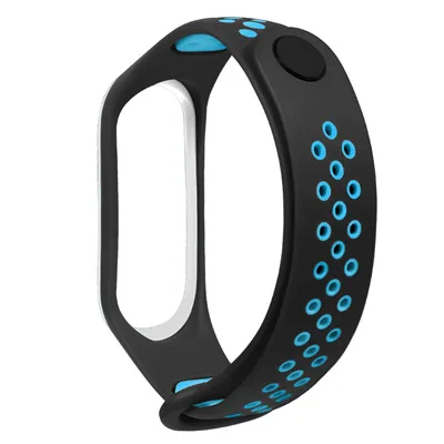 Black blue Спортивный Браслет mi Band 4, ремешок на запястье для Xiaomi mi band 3, спортивный силиконовый браслет для Xiaomi mi band 4 Band 3, смарт-браслет - Цвет: Black blue