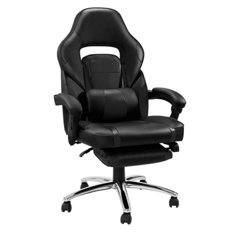 Pure Black Игровые стулья для офиса из искусственной кожи с подушкой для ног с подушкой для спинки сиденья регулируемое подъемное поворотное кресло HWC - Цвет: Pure Black