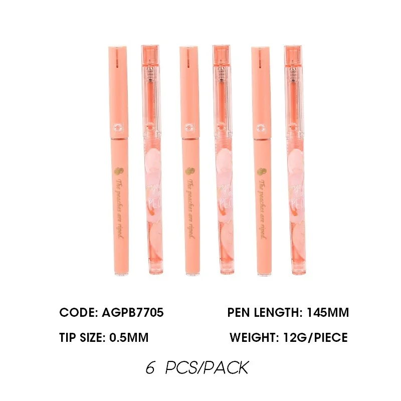 6pcs Black Ink Andstal милые каваи "Сладкий персик Ограниченная серия" черные чернила гелевая ручка 0,5 мм M& G милые ручки корейские канцелярские принадлежности Школьные принадлежности Ручки гелевая ручка - Цвет: 6pcs Black Ink