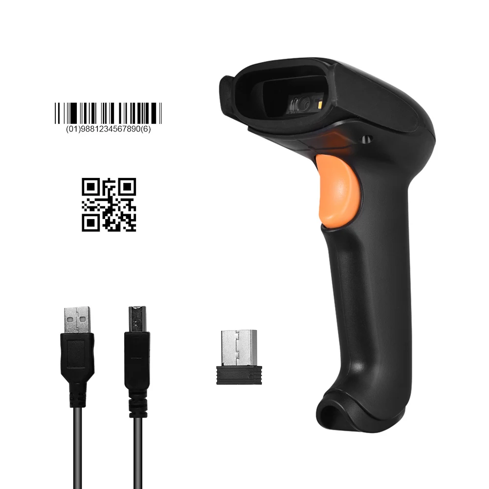 Беспроводной ручной сканер штрих кода Aibecy USB 2 4G 1D 2D QR считыватель кодов CMOS