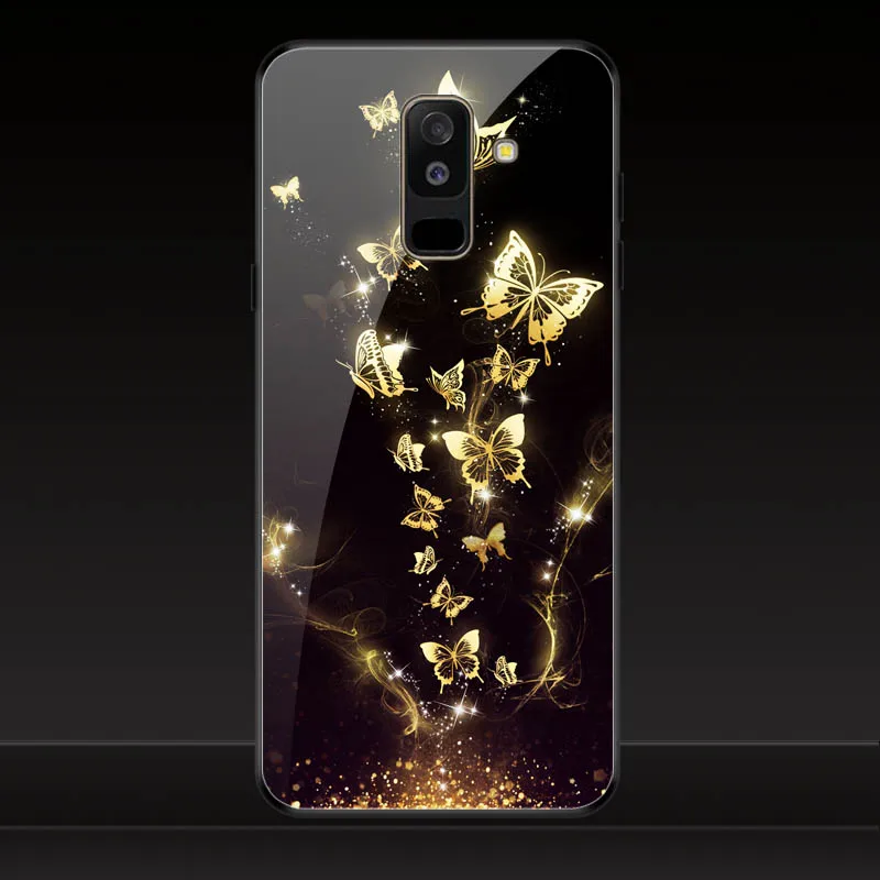 Geruide телефон цветной печати samsung A6 plus чехол закаленное стекло samsung Galaxy A6 Dual SIM SM A600 A600F чехол - Цвет: E02