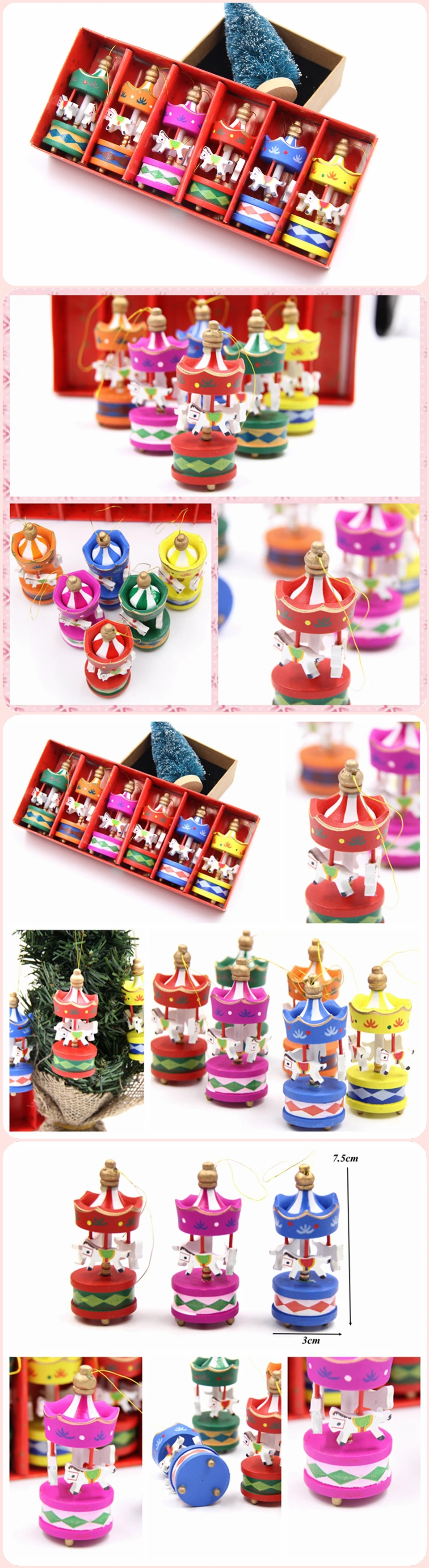 6 шт. карусель креативный Настольный Декор merry-go-круглые поделки из дерева рождественские украшения для дома Свадебные украшения для детских игрушек