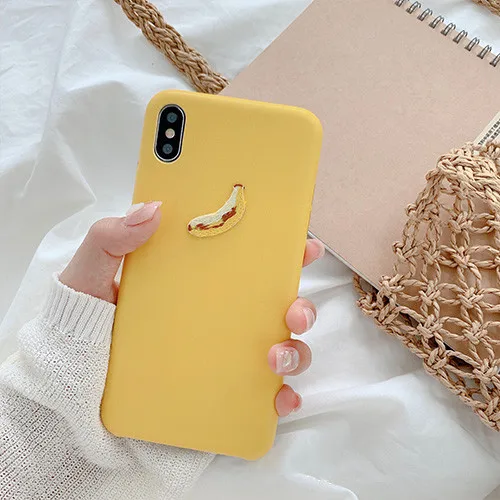 banana yellow Летний чехол с вышитыми фруктами авокадо для iphone 7, 8, 6, 6s plus, x, xs, xr, xsmax, банан, скраб, мягкий кожаный чехол для iphone, чехол - Цвет: banana yellow