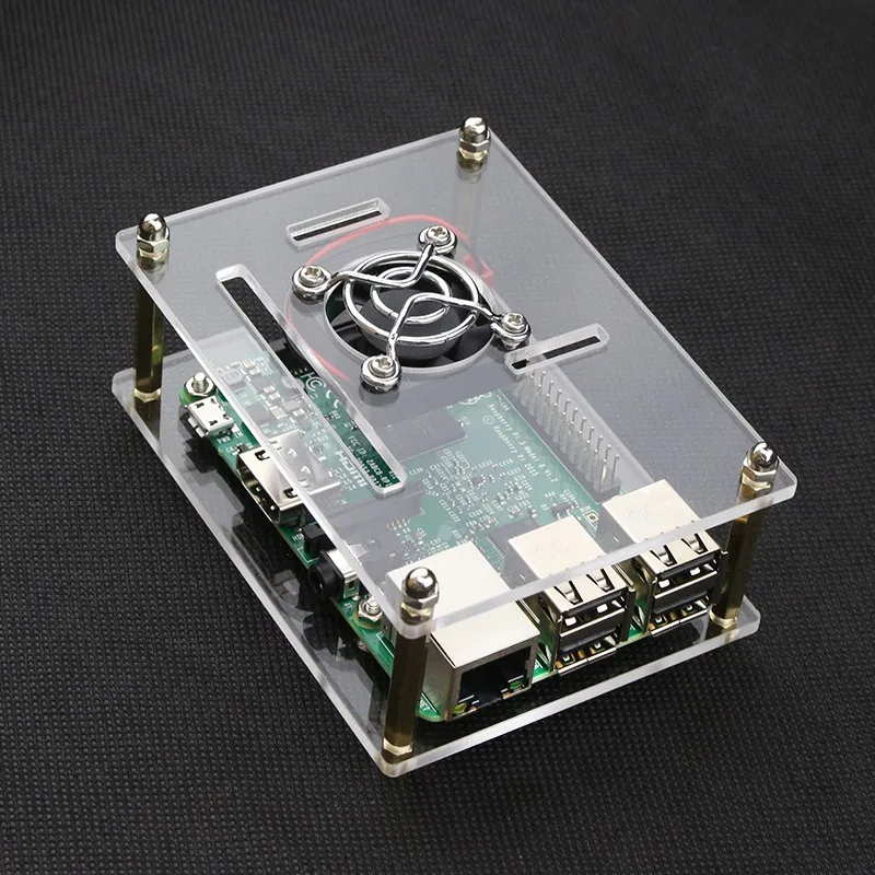 Для Raspberry Pi 4 акриловый чехол прозрачный корпус с охлаждающим вентилятором металлический чехол для Raspberry Pi 3 3B Plus