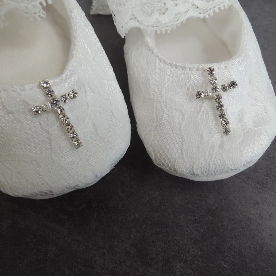 Высококачественная белая обувь на заказ для крещения малышей кружевная подарок