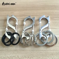 portable 8 shaped stainless steel keychain 8 ring carabiner snap traveller slide lock locking clip camping tool gear