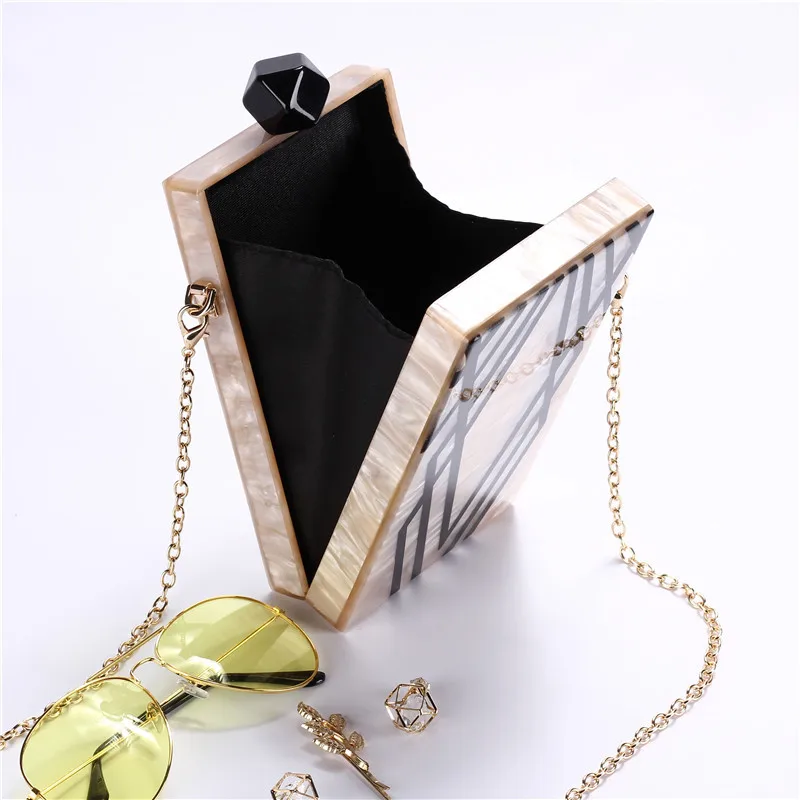 Acrylic Evening Clutches Luxury Handbags Women Chain Bags Geometric Wedding Wallet Party Prom Pruses Free Shipping Dropshipping